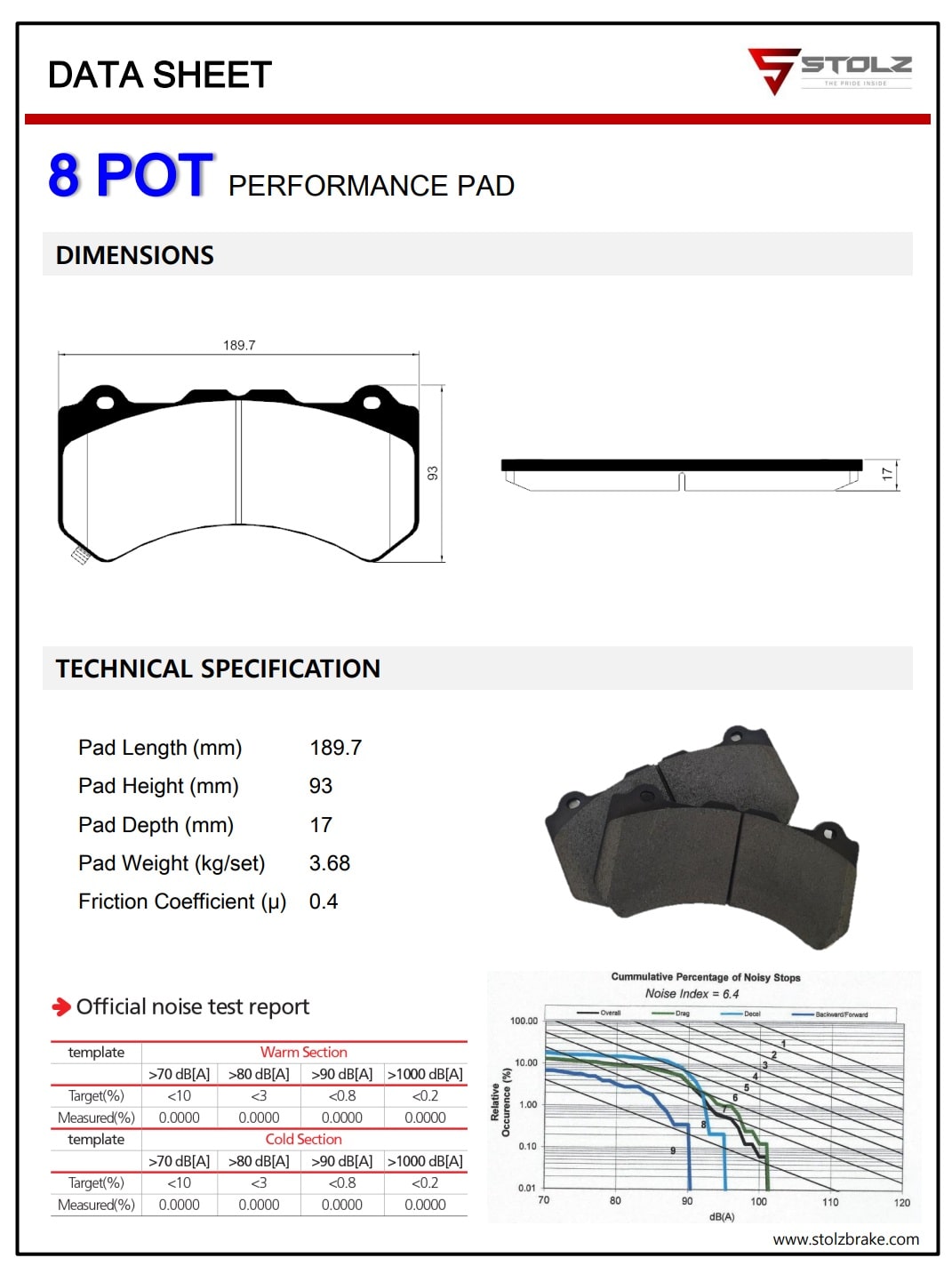 STOLZ 8P BRAKEPAD_SPEC